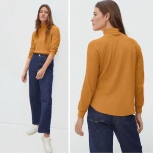 Everlane The Organic Cotton Turtleneck Waffle Thermal LS Tee Medium Mustard Gold